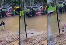 Abuela y nieta caen en excavación oculta por inundación en India